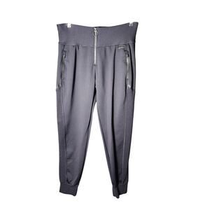 Sweaty Betty Sz L Black High Rise Athleisure Athletic Joggers Zip Front EUC
